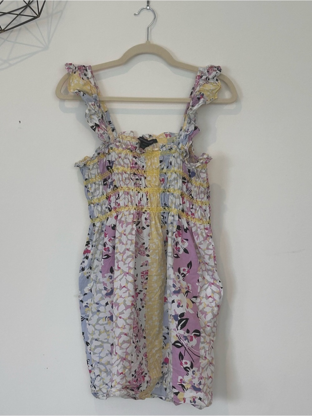 French Connection Floral Smocked Sundress in Yellow, Pink & Blue